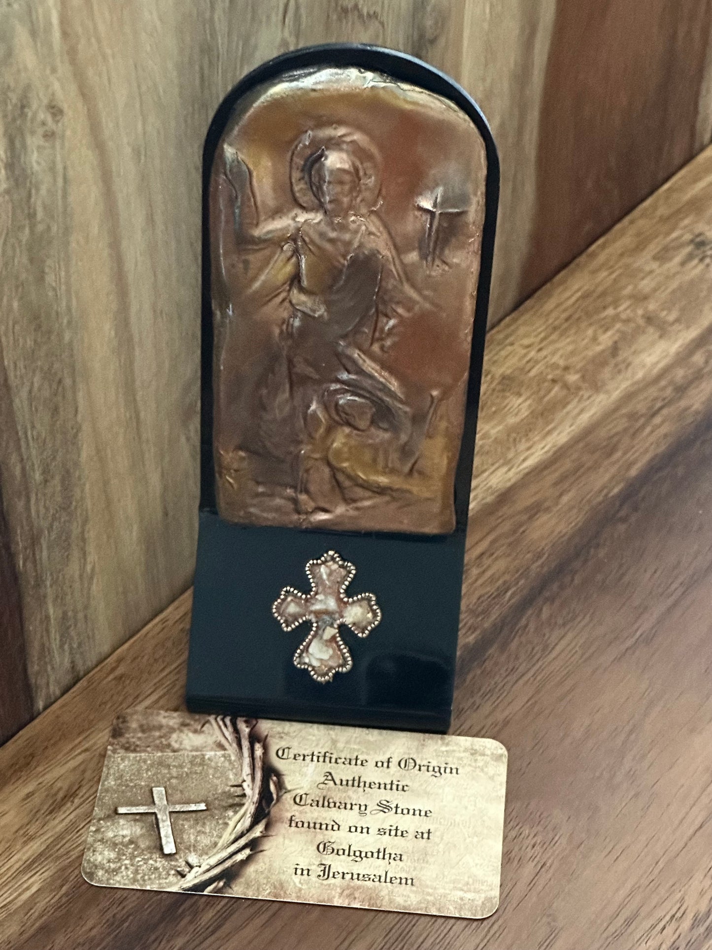Resurrected Christ Icon with Authentic Calvary Stone