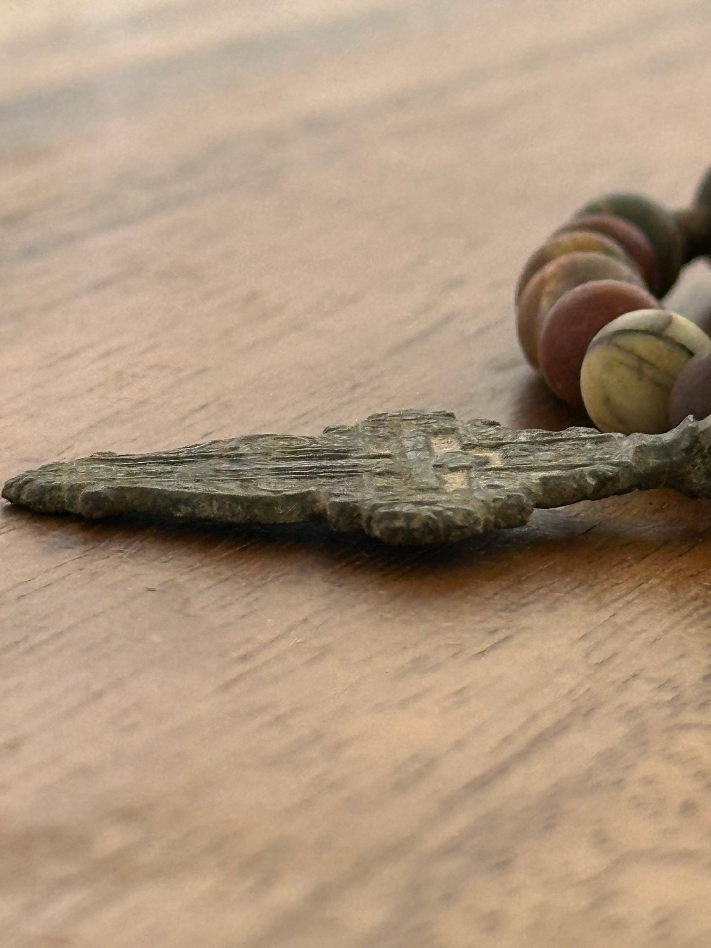 Ancient Cross Semi-Precious Stone Rosary