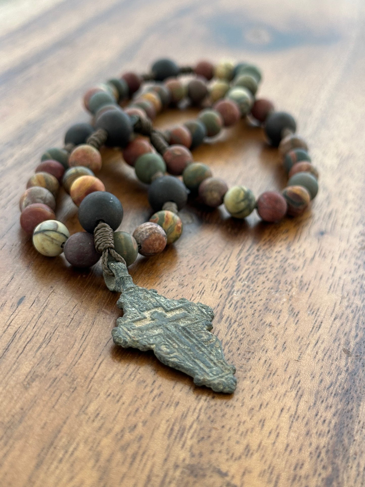 Ancient Cross Semi-Precious Stone Rosary