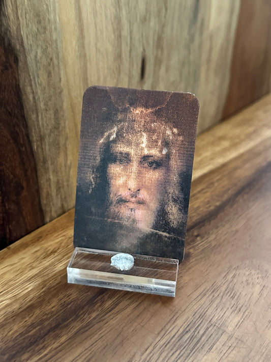 Holy Face of Jesus Hologram with Holy Sepulchre Tomb Marble